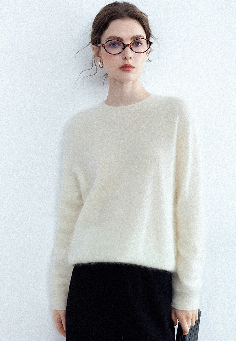 Autumn/Winter Cashmere Crew-Neck Base Knit Sweater CA25102801W