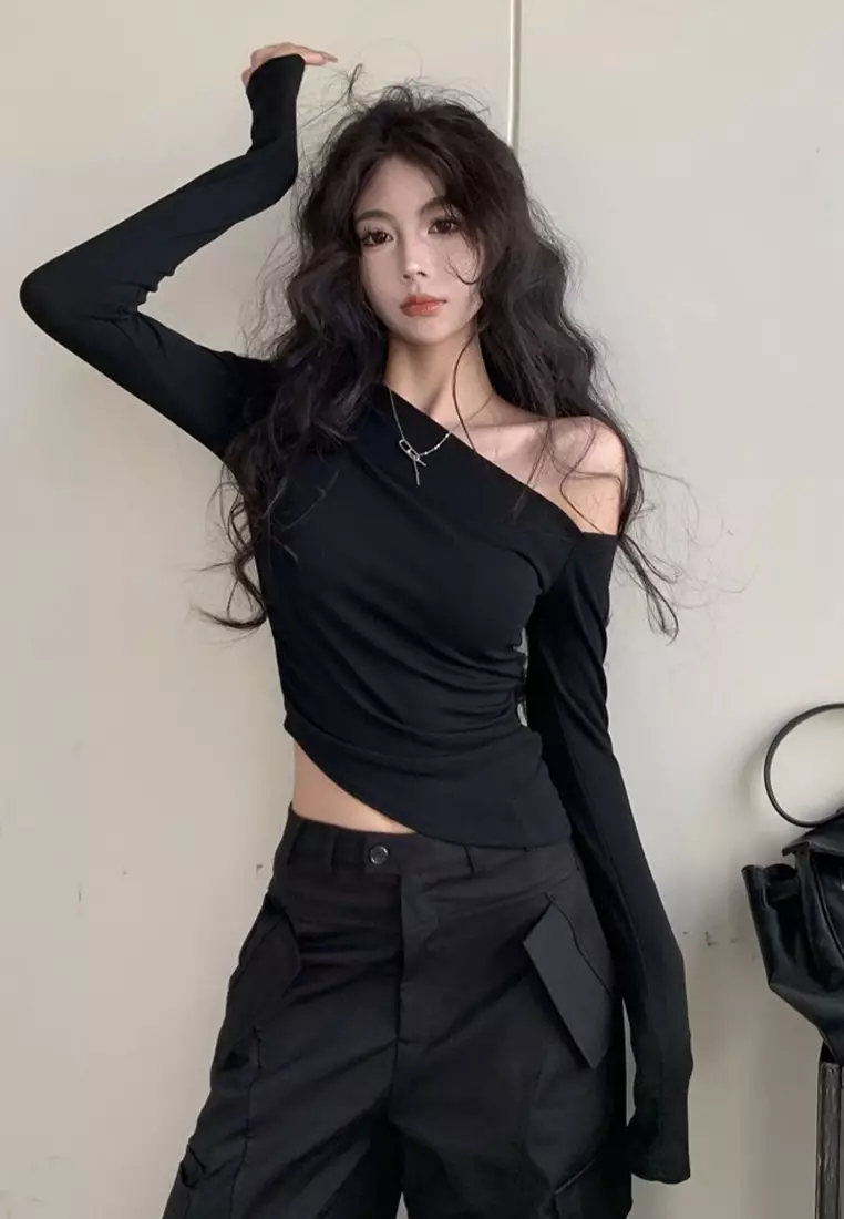 Short long sleeved base shirt top CA24092322BK