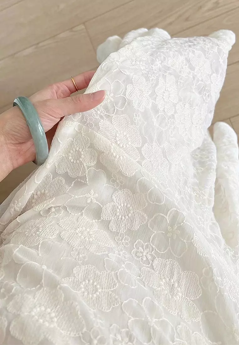 New French white chiffon dress CA24092337W