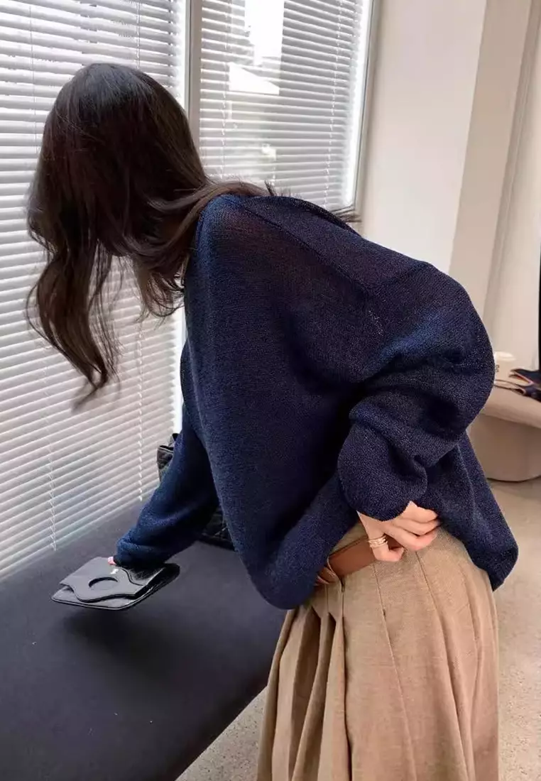 2024 New Long Sleeve Loose Fashion Top CA24092501DGBL