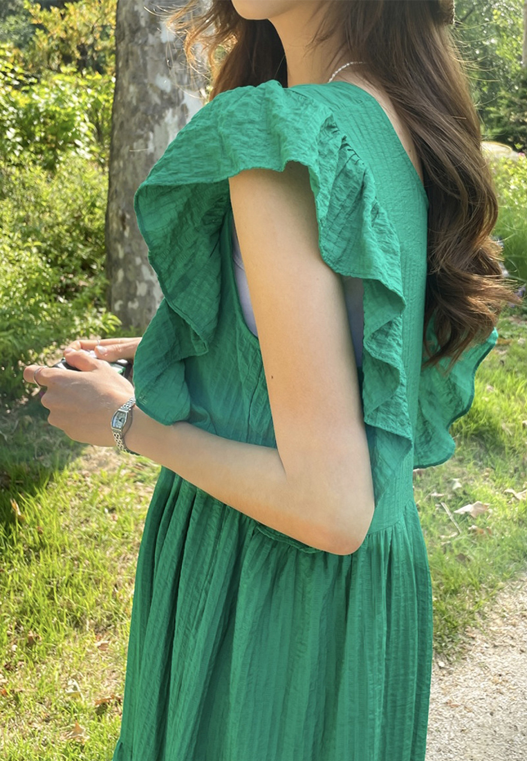 Summer temperament sweet square neck dress CA25032740GR
