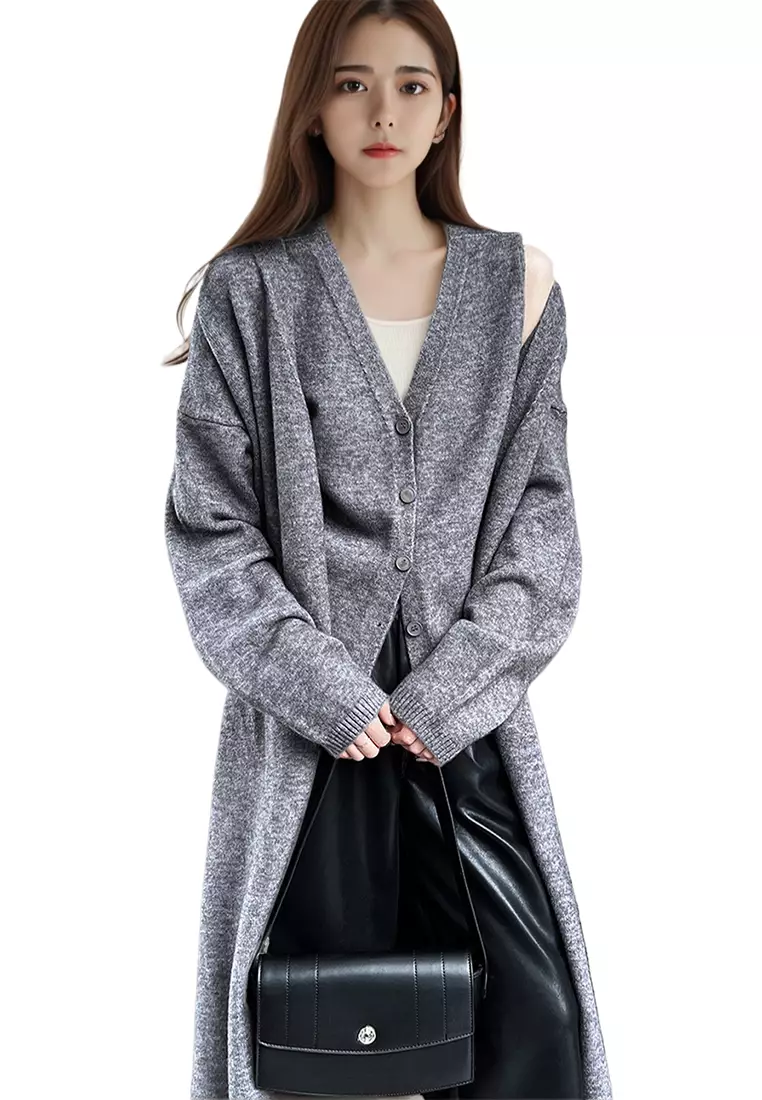 Long knitted cardigan vest vest vest vest suit CA24092351GY