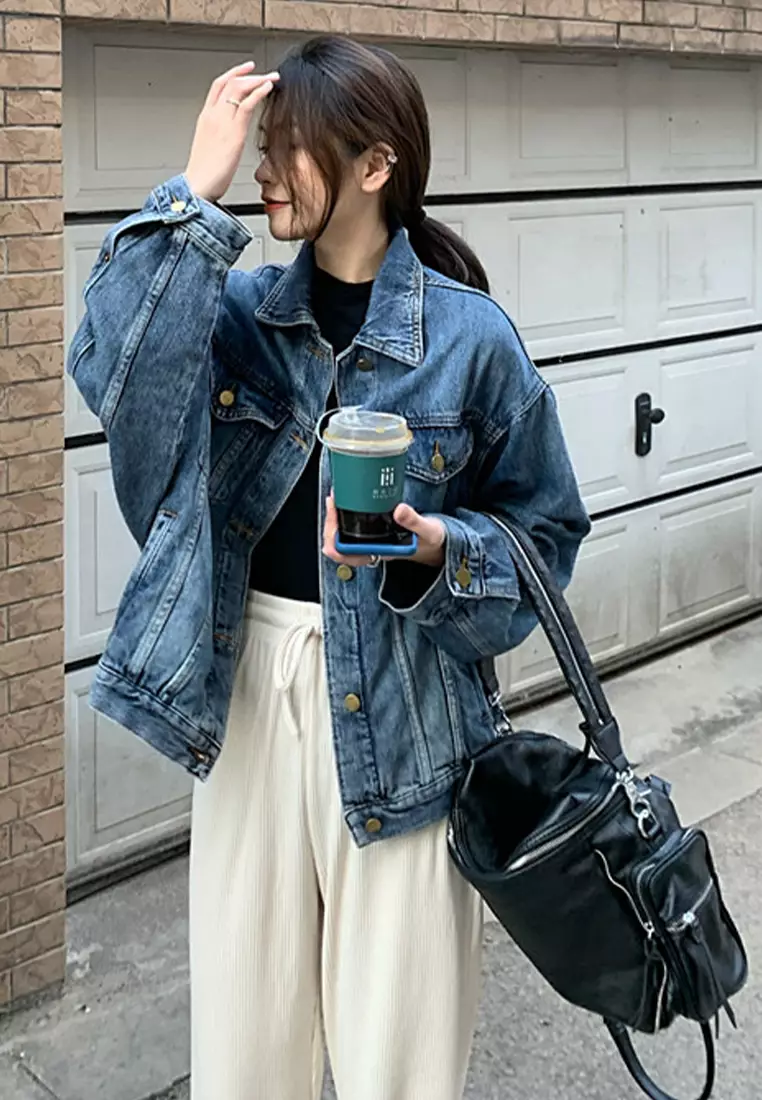 Korean loose and versatile casual denim jacket CA24092325BL