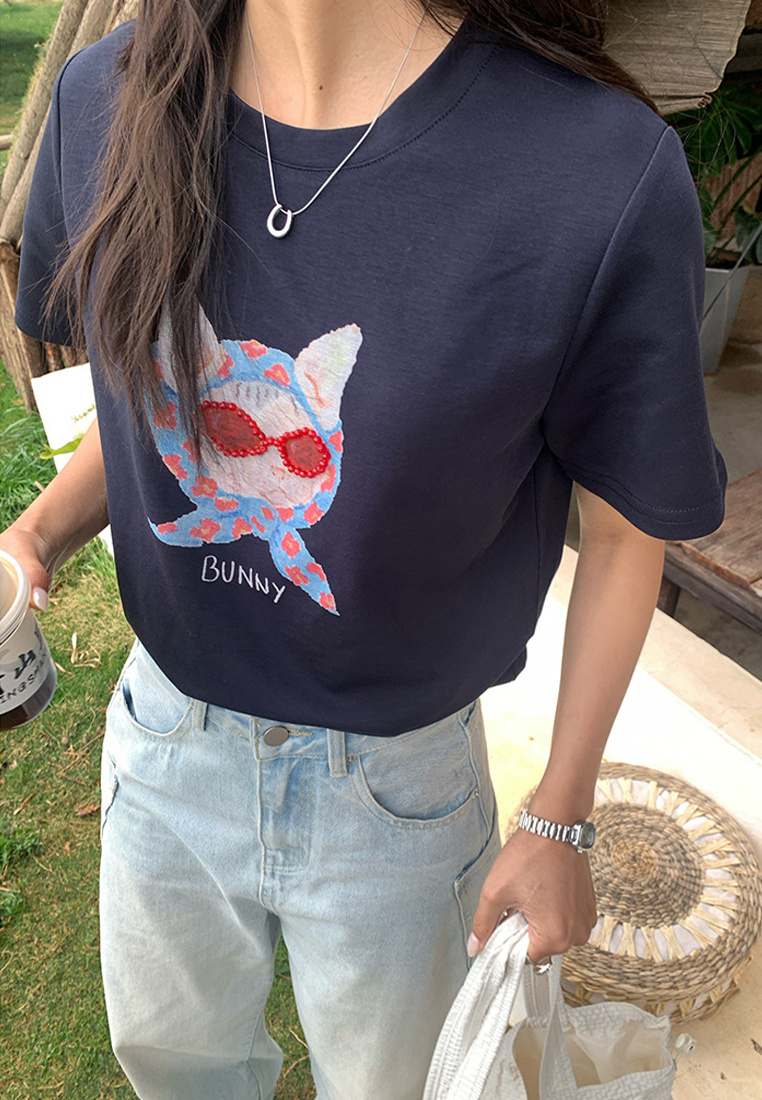 Summer printed round neck short sleeved T-shirt CA25042921YE