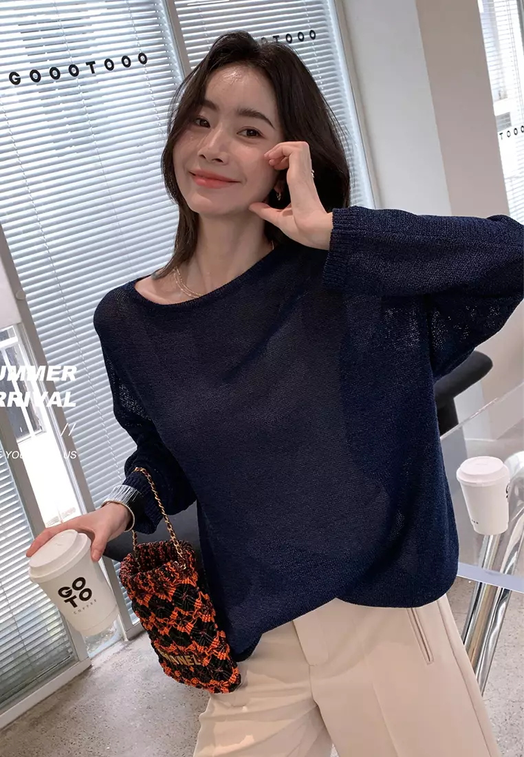 2024 New Long Sleeve Loose Fashion Top CA24092501DGBL