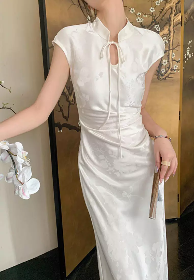 New retro hip hugging split dress CA24092318W