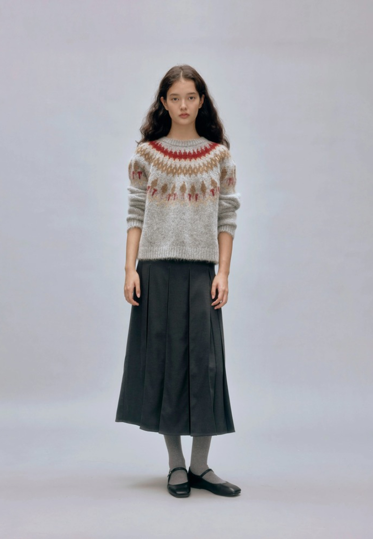 Temperament new holiday pattern mohair knitted top K121002GY
