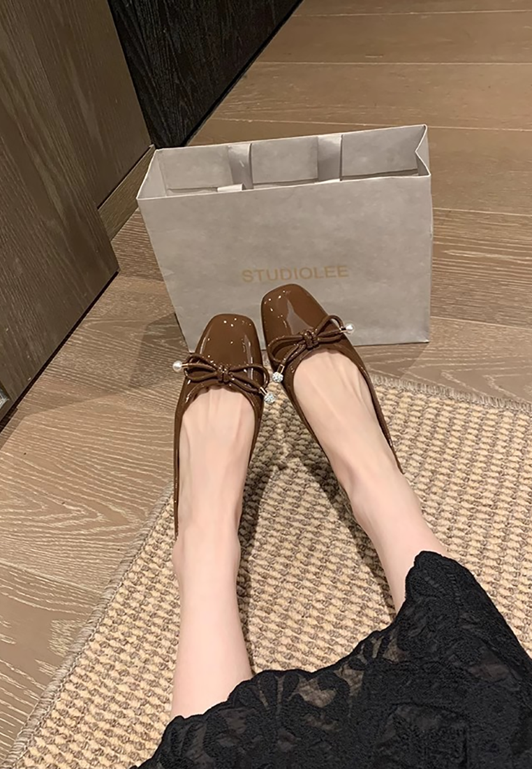 Rhinestone bow ballet flat shoes CA25021325W