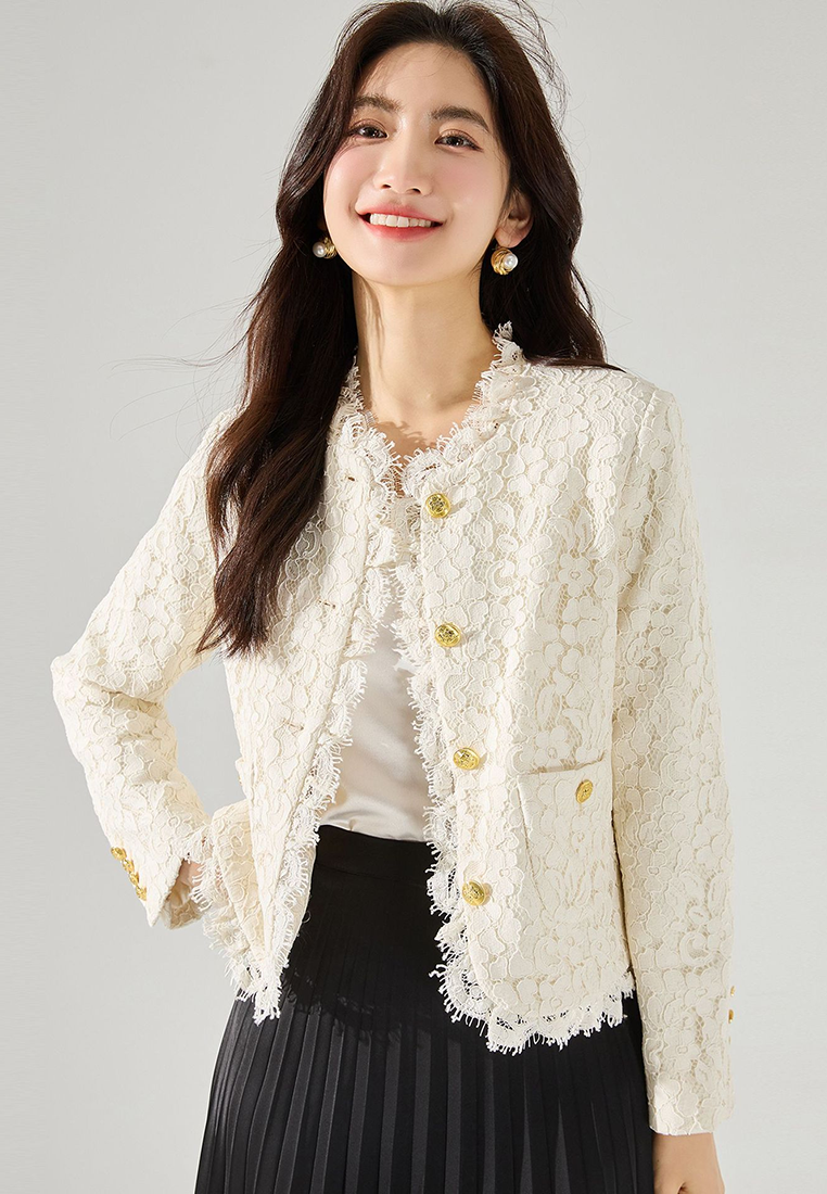 New black lace jacket & skirt CA24091135BK