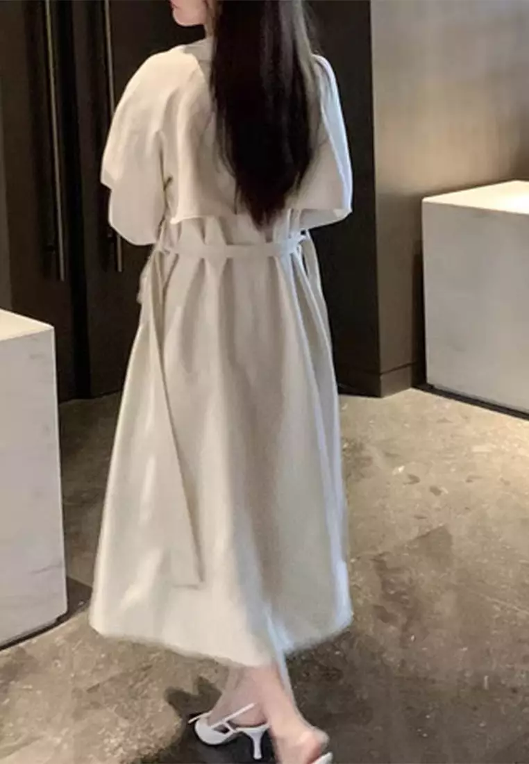 New autumn high-end temperament white trench coat jacket CA24092702W