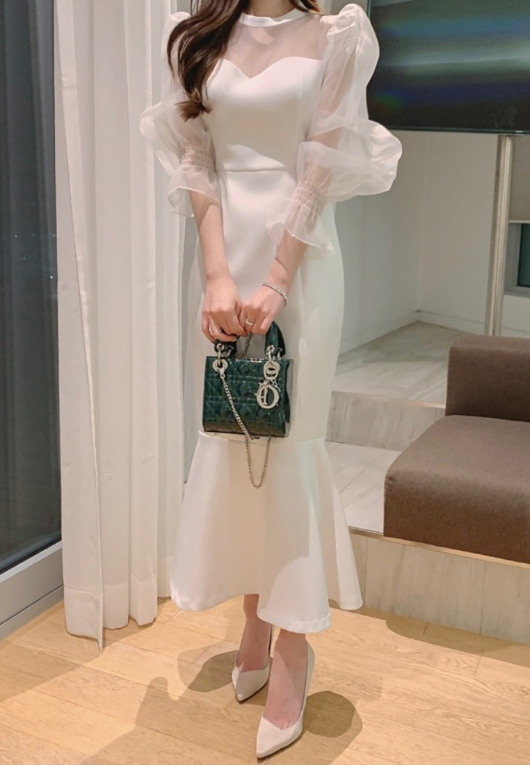 2025 Early Spring New French Mesh Fishtail Dress CA25021303BK