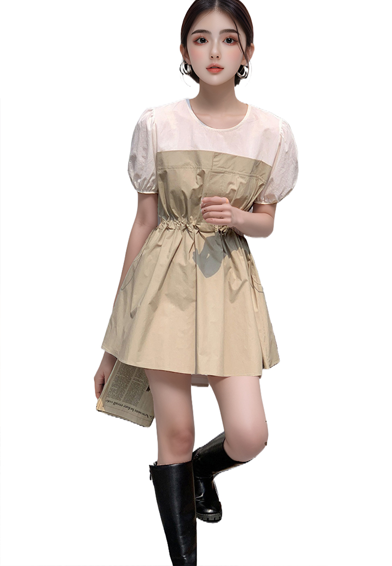 Stylish waist cinching dress with temperament CA25032744BK