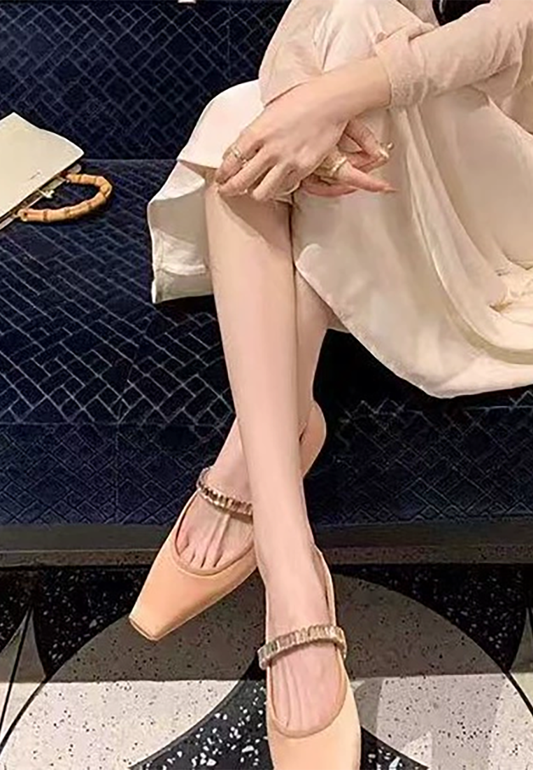 French rhinestone satin flat ballet shoes CA25021344PI