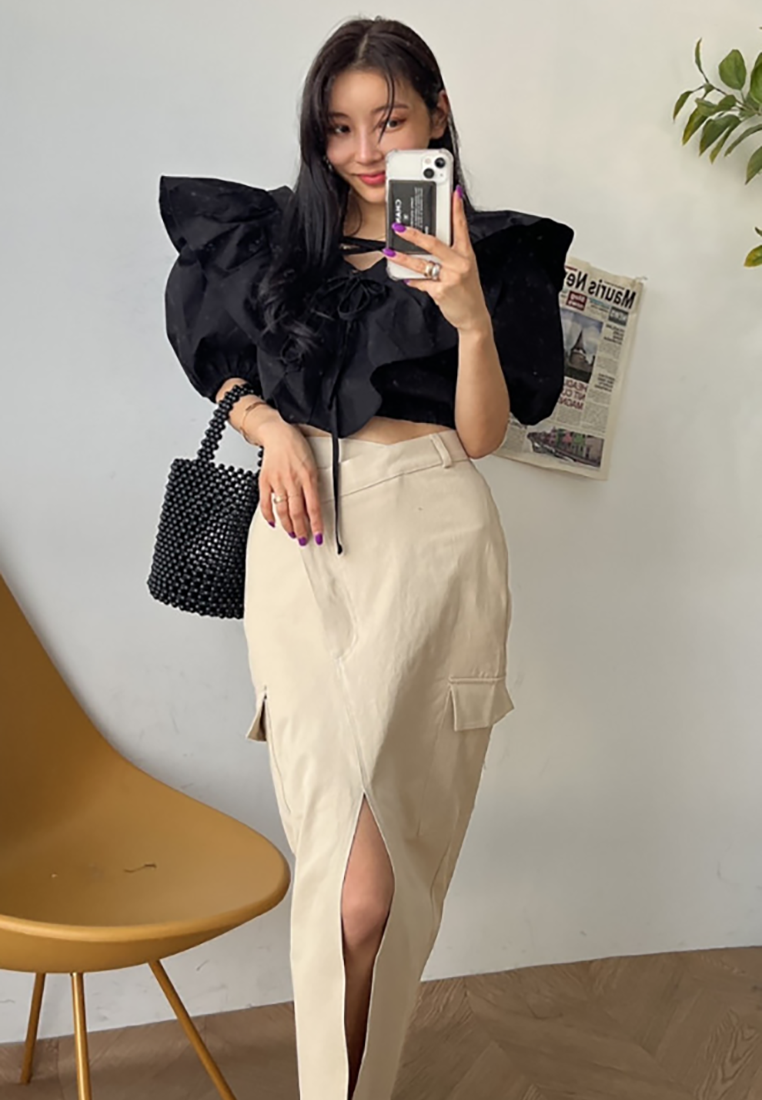 New spring irregular slit skirt CA25021306BK