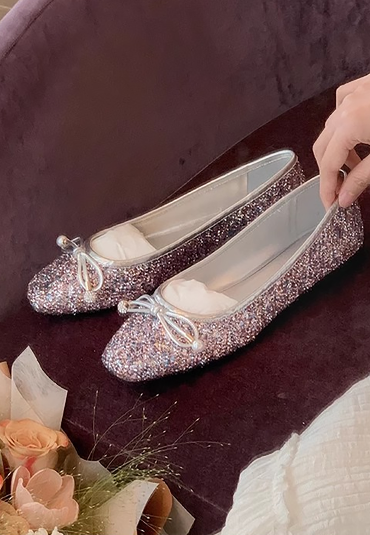 Rhinestone bow ballet flat shoes CA25021325W