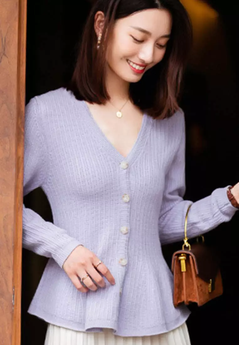 --V-Neck Hollow Waist Sweater A092207KI-M