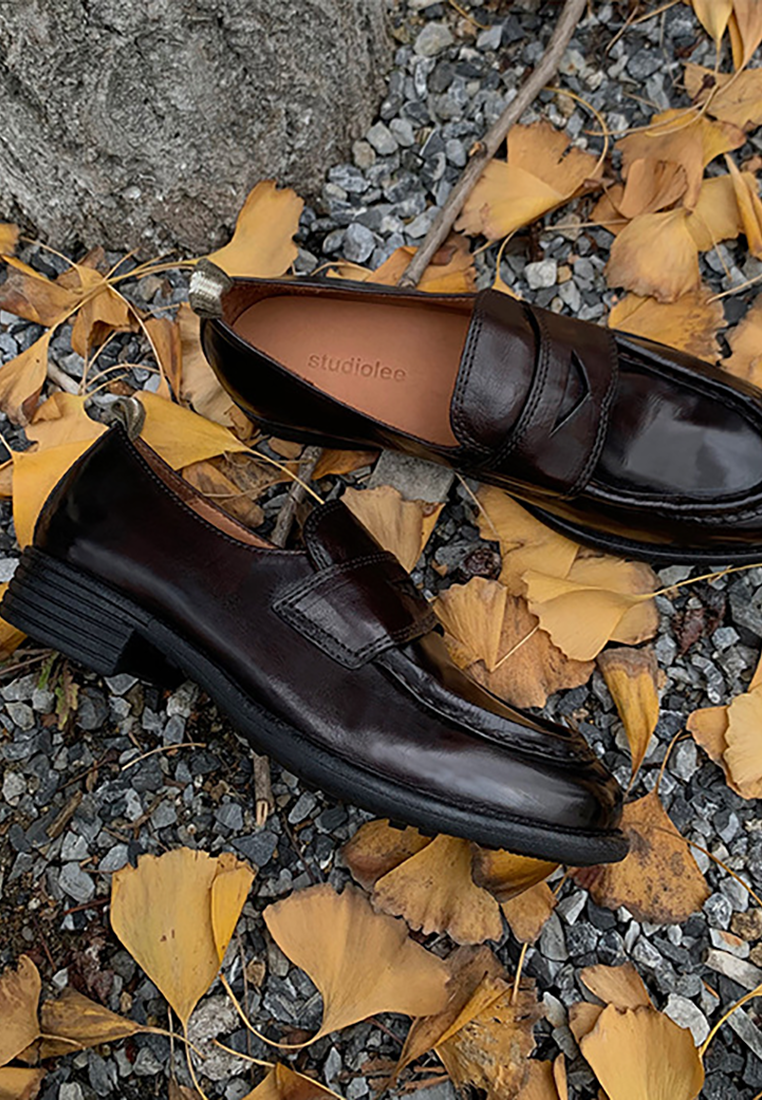 New retro thick heel slip-on shoes CA25021342BK