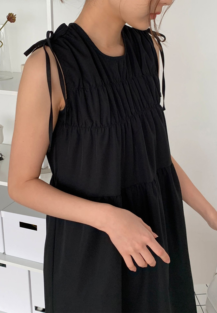 Solid color loose short dress CA25032739BK