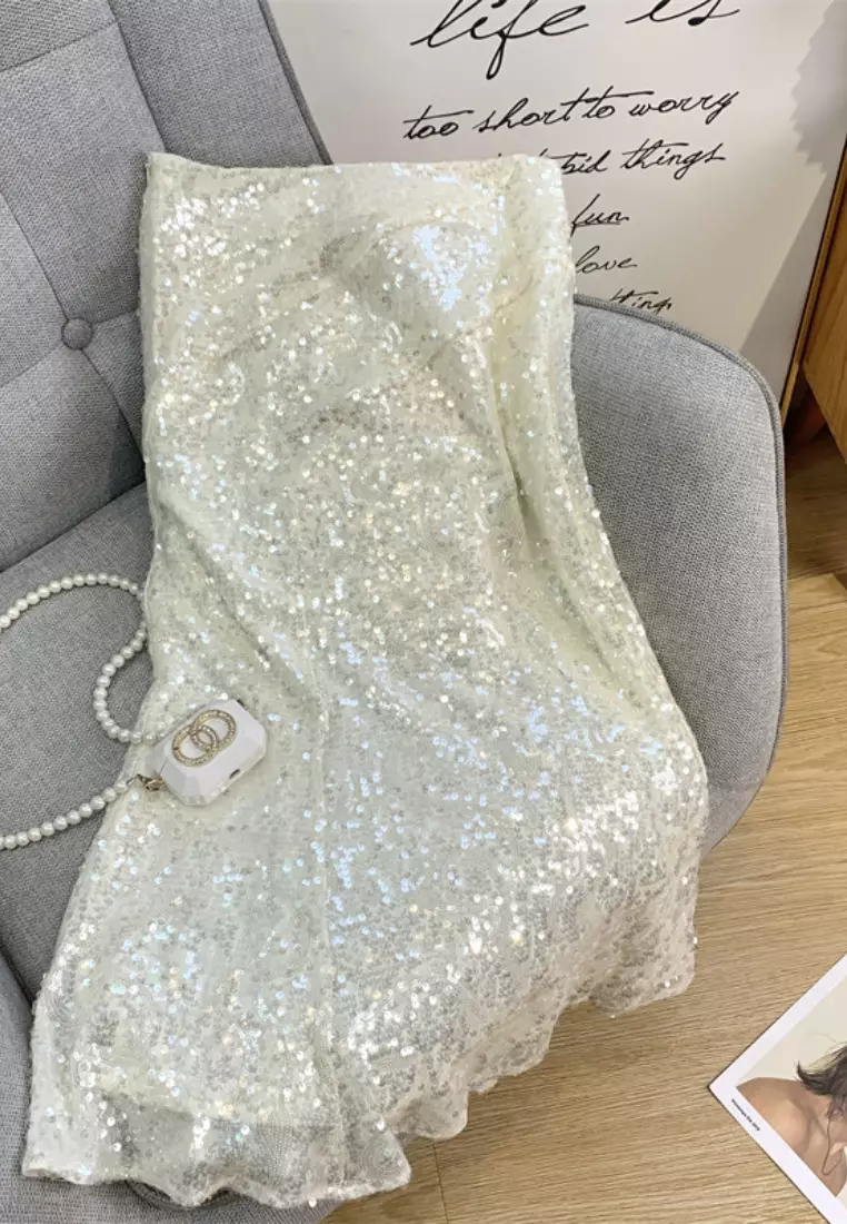 Temperament new mermaid tears sequined skirt K102205