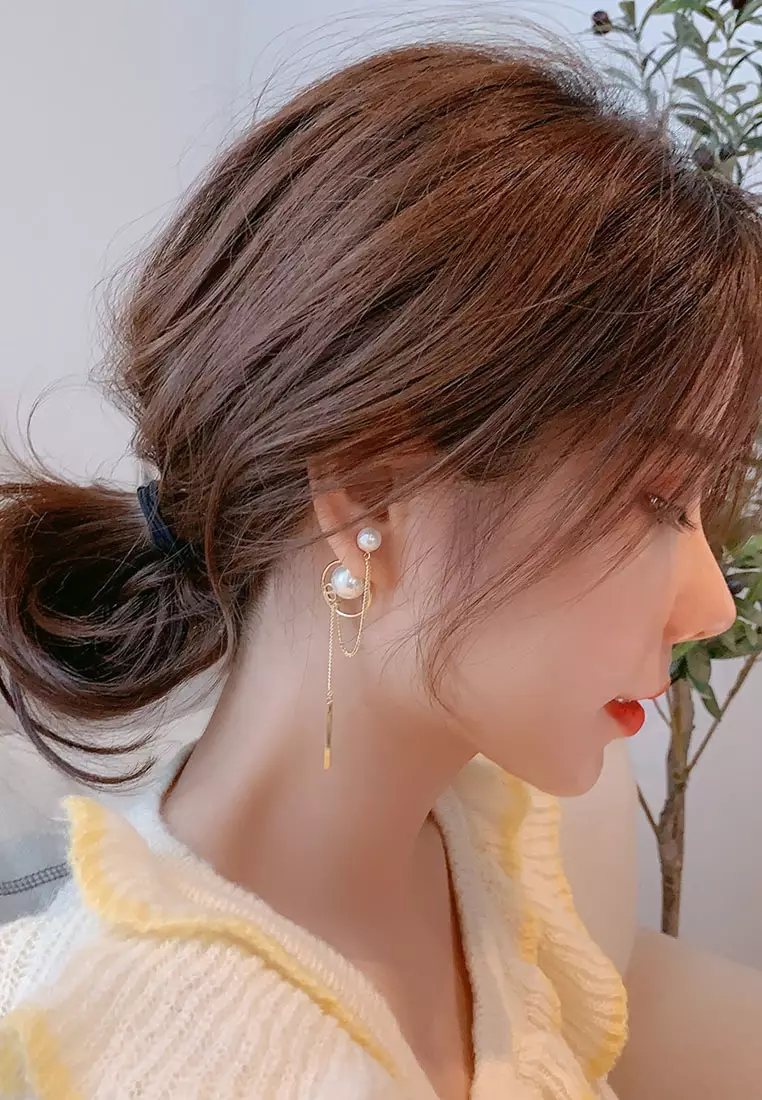 Circle chain long Earrings CA060309