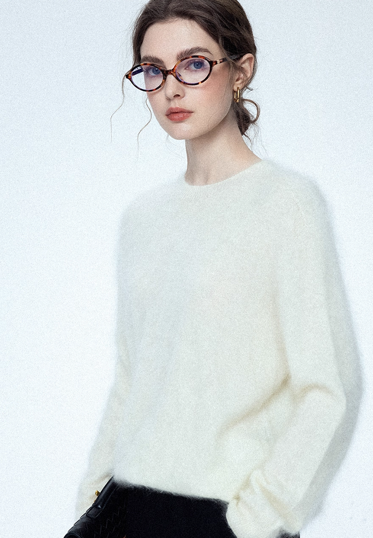 Autumn/Winter Cashmere Crew-Neck Base Knit Sweater CA25102801W