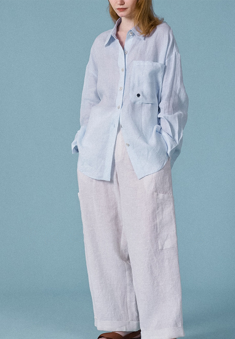 New arrival slim fit loose niche linen top CA25091927W