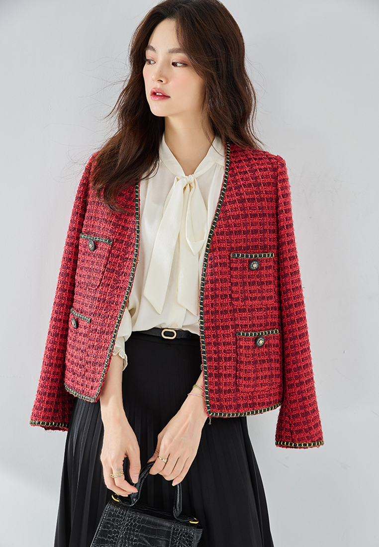 New retro tweed short jacket CA25010706RD