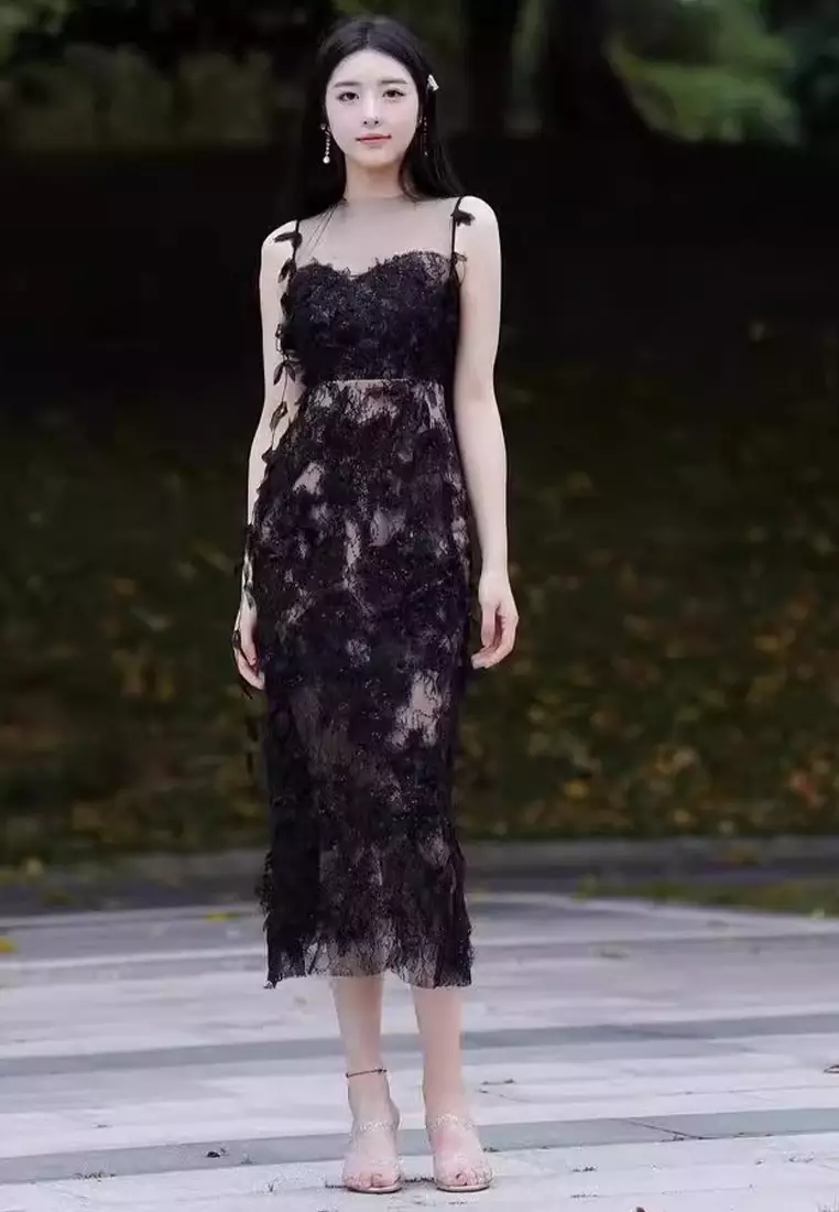 Lace temperament camisole dress CA24102528BK