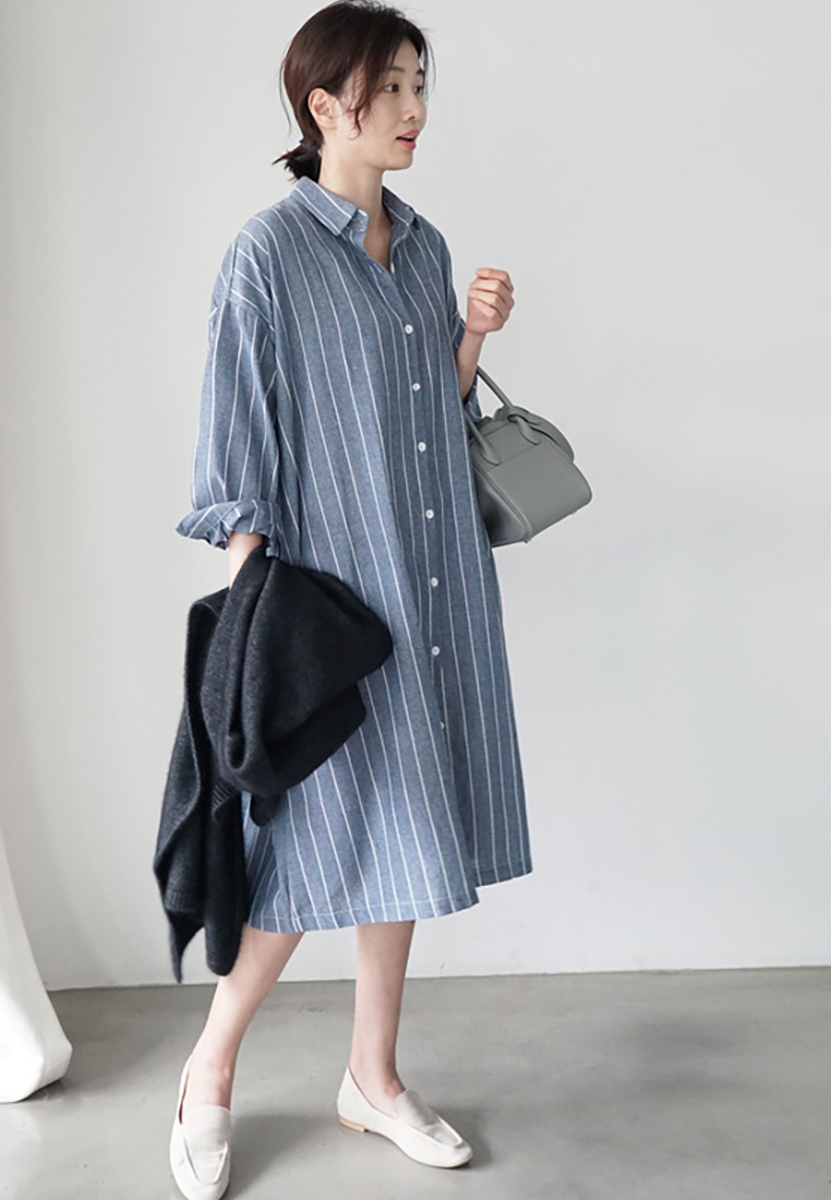 New casual striped slim fit oversized shirt CA25091917BL