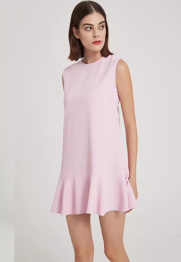 Temperament simple pure red matte satin one piece dress B22041208RD