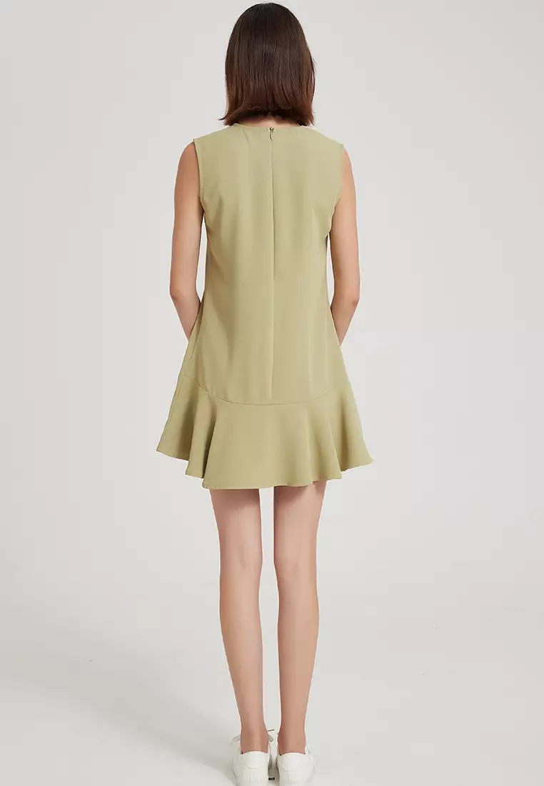 Temperament simple pure red matte satin one piece dress B22041208RD