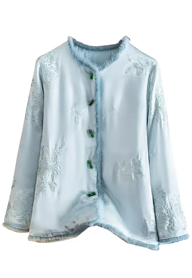 Chinese style high-end embroidered mink fur thickened coat jacket CA010609PI