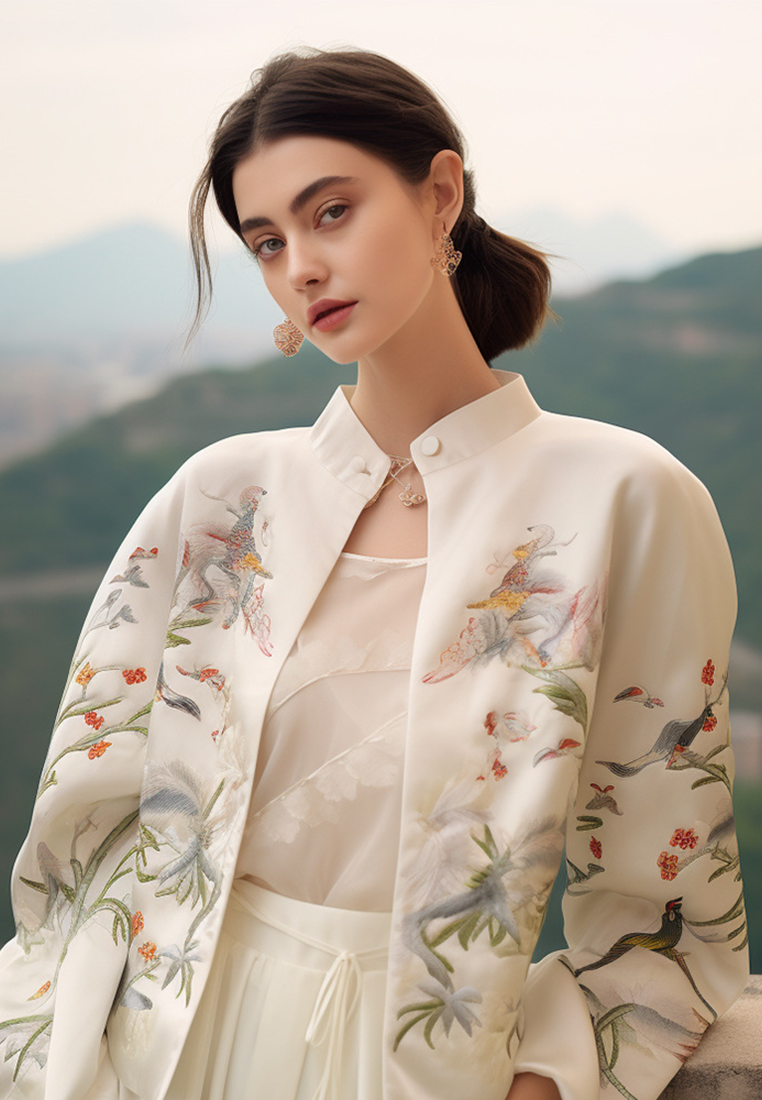 New Chinese style white Songjin style jacket CA25010712W