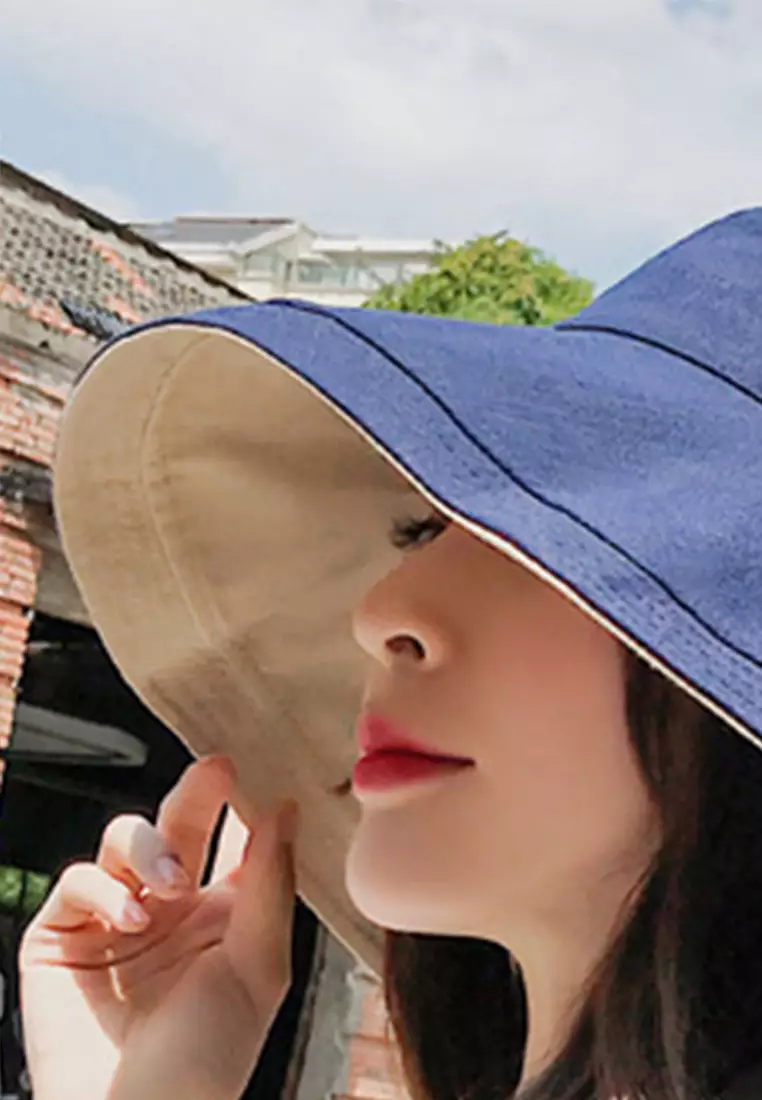 Foldable Large Brim Double-Sided Fisherman Caps A22062402RD