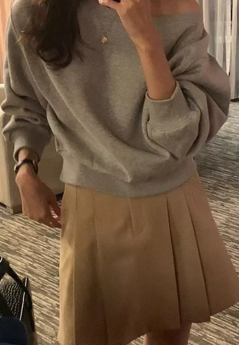 Korean style off shoulder top CA24092513GY