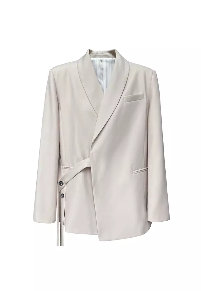 Loose and fashionable lace up suit top CA24092354BL