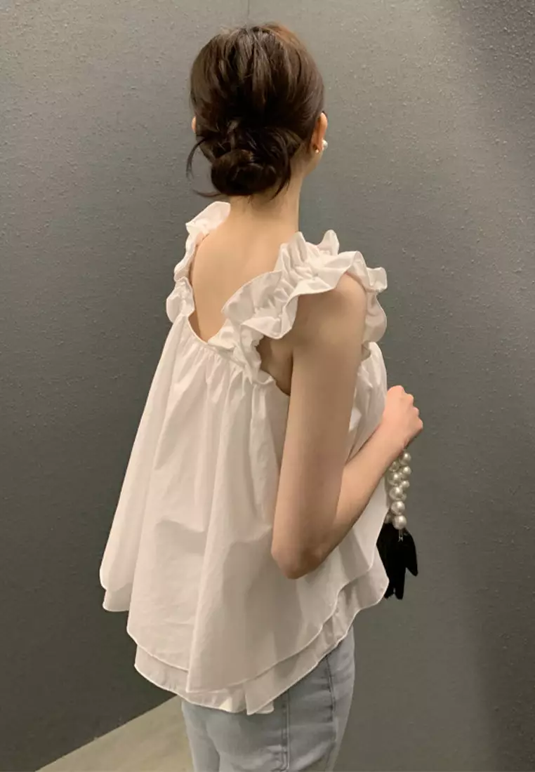 French style ruffled camisole top CA24092711W