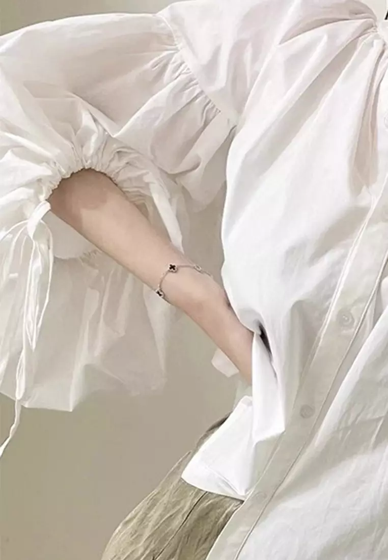 Korean loose and versatile lantern sleeve shirt CA24092719BL