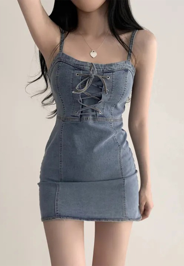 Versatile and sexy waist cinching suspender dress CA25032757BL