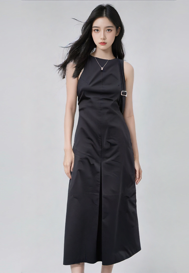  New round neck long sleeveless vest dress CA25032738BK