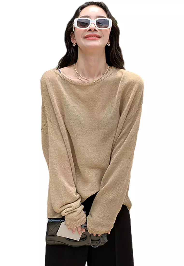 2024 New Long Sleeve Loose Fashion Top CA24092501DGBL