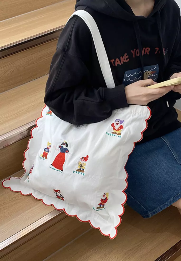 2024 Funny Cartoon Dot Pattern Fashion New Style Canvas Tote Bag K052903