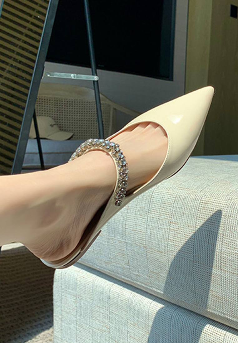Spring and summer rhinestone shallow pointed flat shoes CA225042214PI
