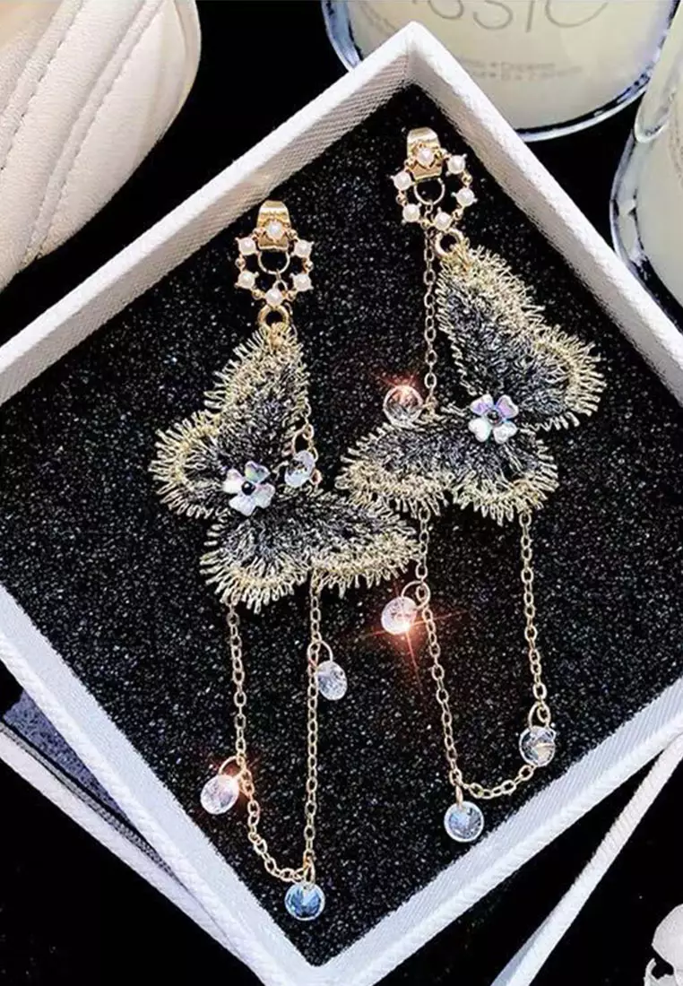 Butterfly Long Tassel Earrings A033008