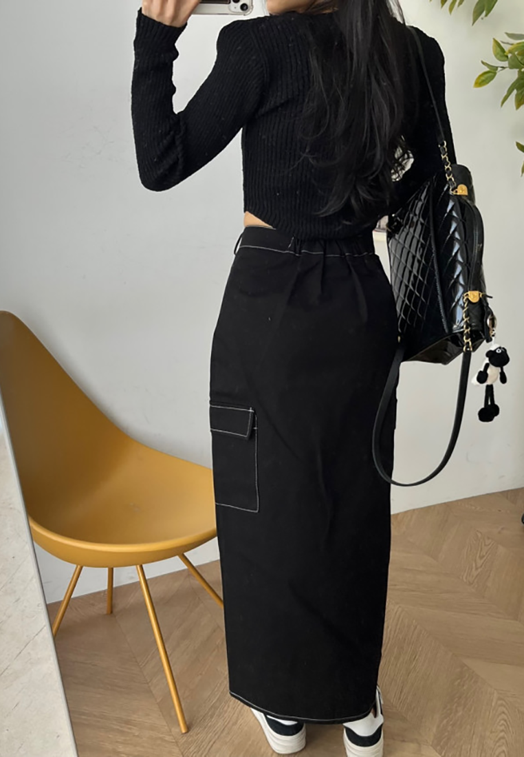 New spring irregular slit skirt CA25021306BK