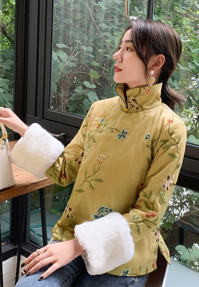 Chinese style women's retro embroidered cheongsam cotton top CA122711