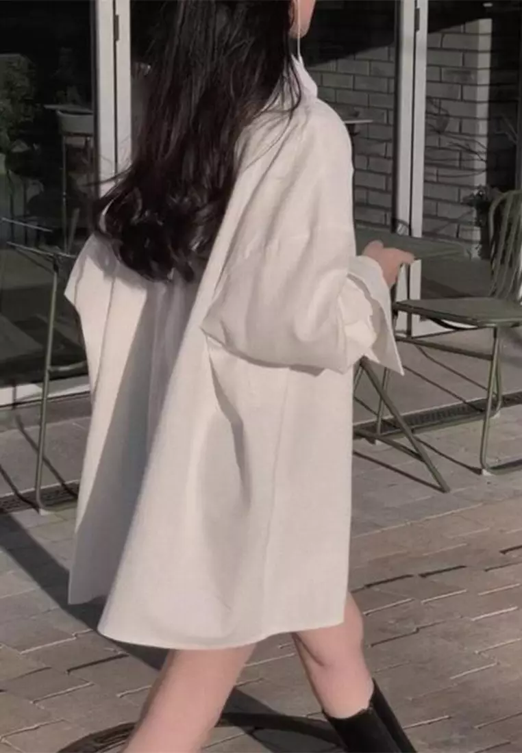 Autumn New Korean Loose Medium to Long Shirt CA24092517W