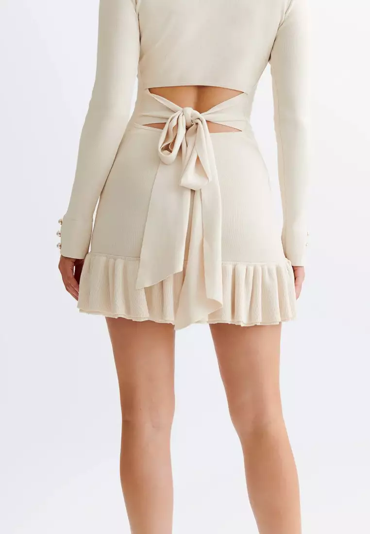 New elegant bow ruffle knitted long-sleeved women's dress K103105BK