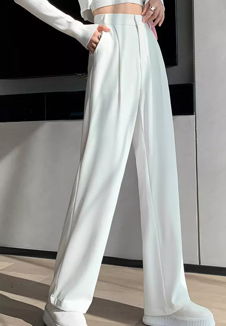 Casual Loose Wide-Leg Drape Suit Trousers Pants A22022525W
