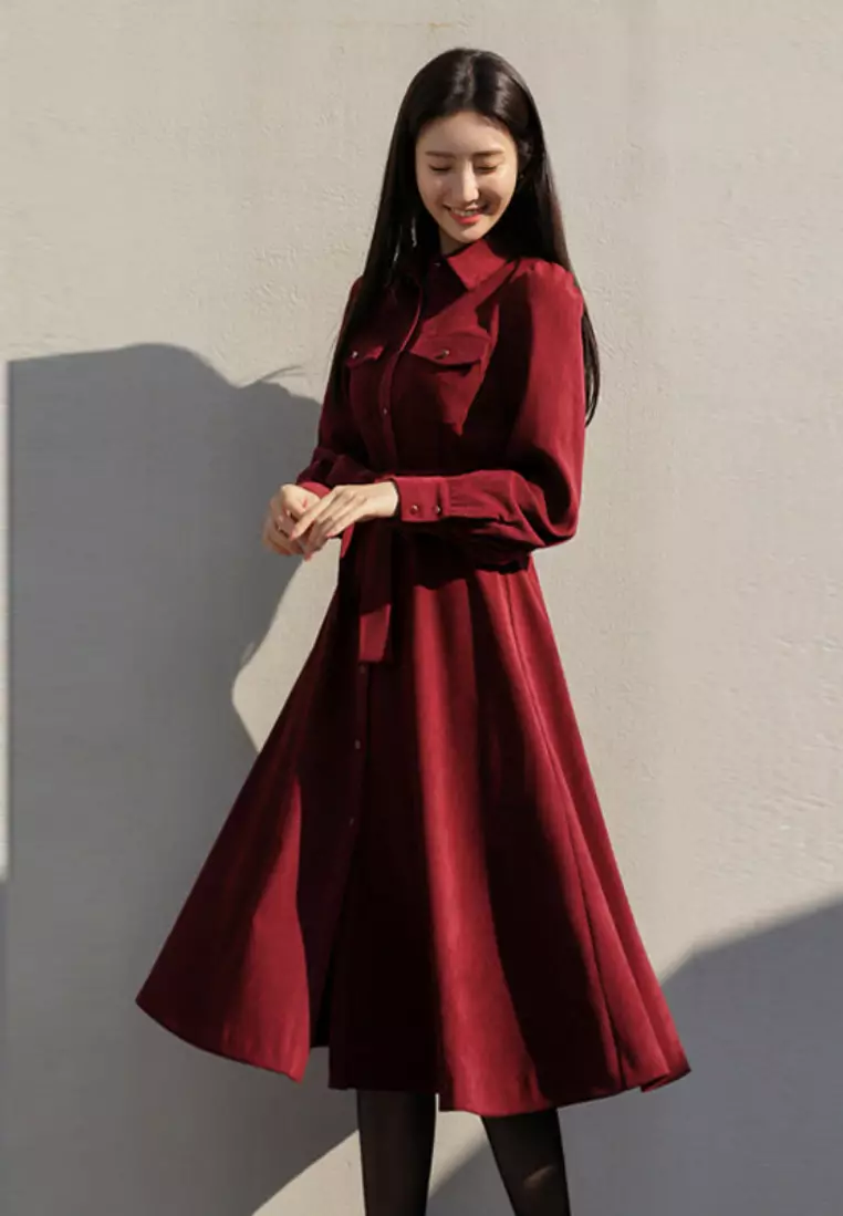 Temperament high waist strappy midi dress K102306RD